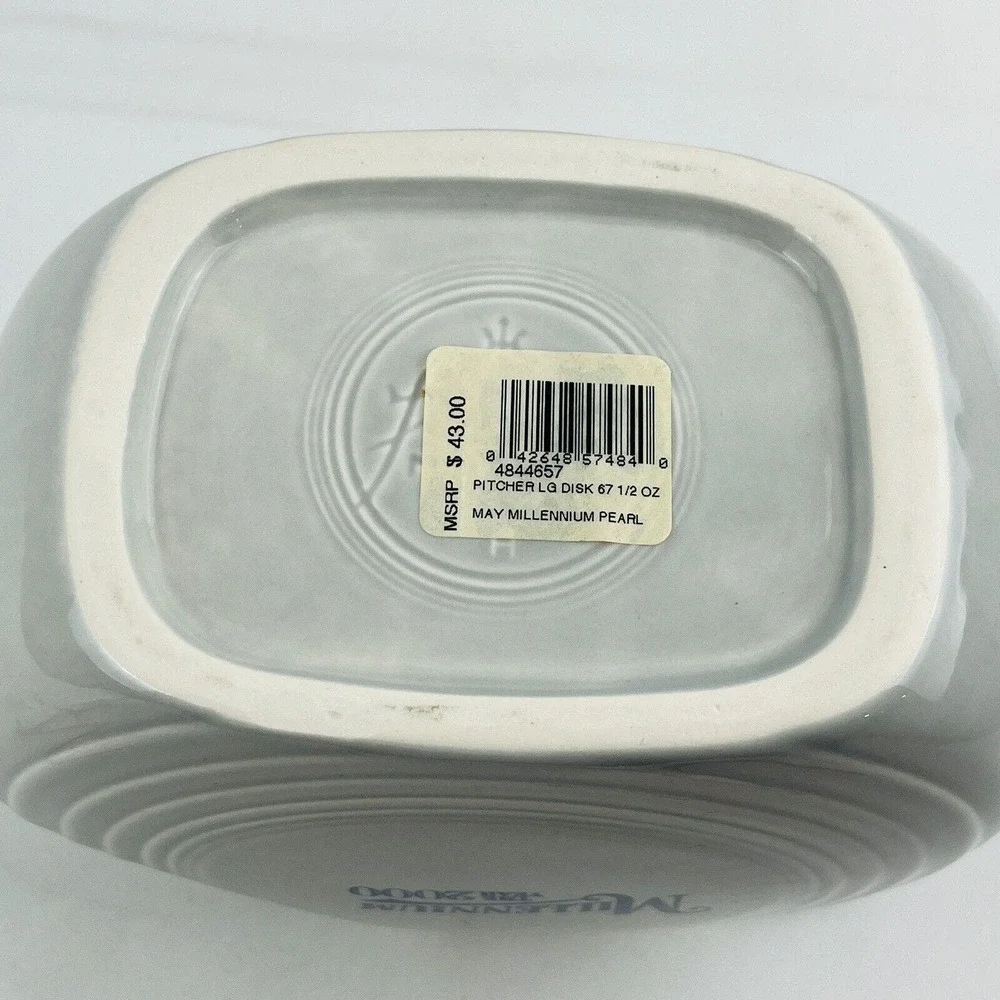 Fiesta The Year 2000‎ Pearl Gray Large Disk Pitcher Millennium Fiestaware HLC